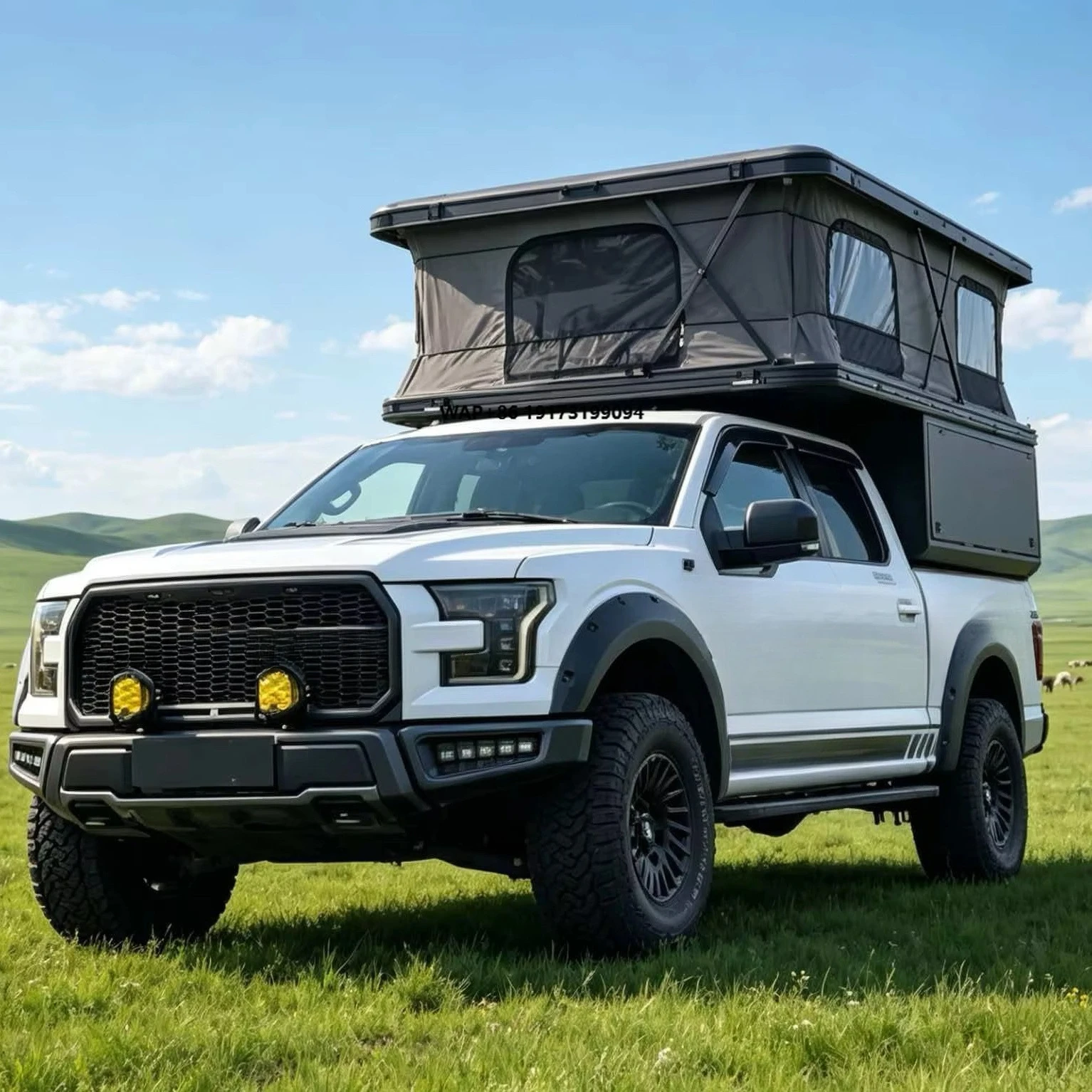 Overland Van Roof Tent Ultralight 2 3 Person ABS Waterproof Pop up Soft Top for Gray Tundra Truck