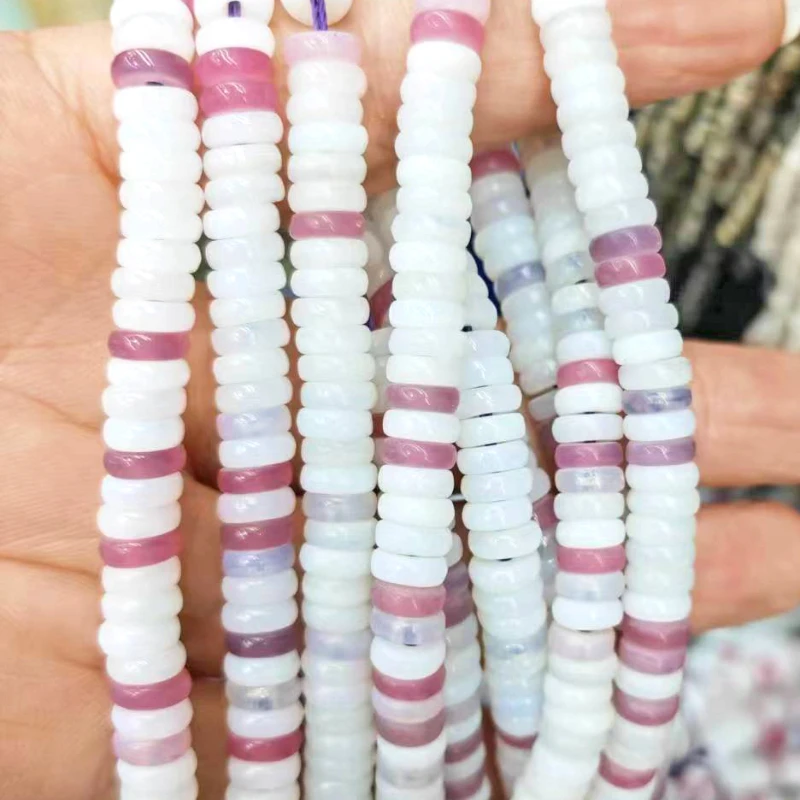 New Natural Stone Protein Powder Jade Abacus Beads DIY Bracelet Necklace Women's Earrings Jewelry Accessories Wholesale