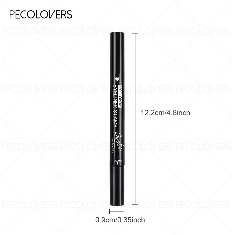 1 szt. Czarny eyeliner w płynie odporny na pot, eyeliner w płynie 2w1 z aplikatorem w kształcie stempla, odporny na rozmazywanie, zawiera różnorodne wzory
