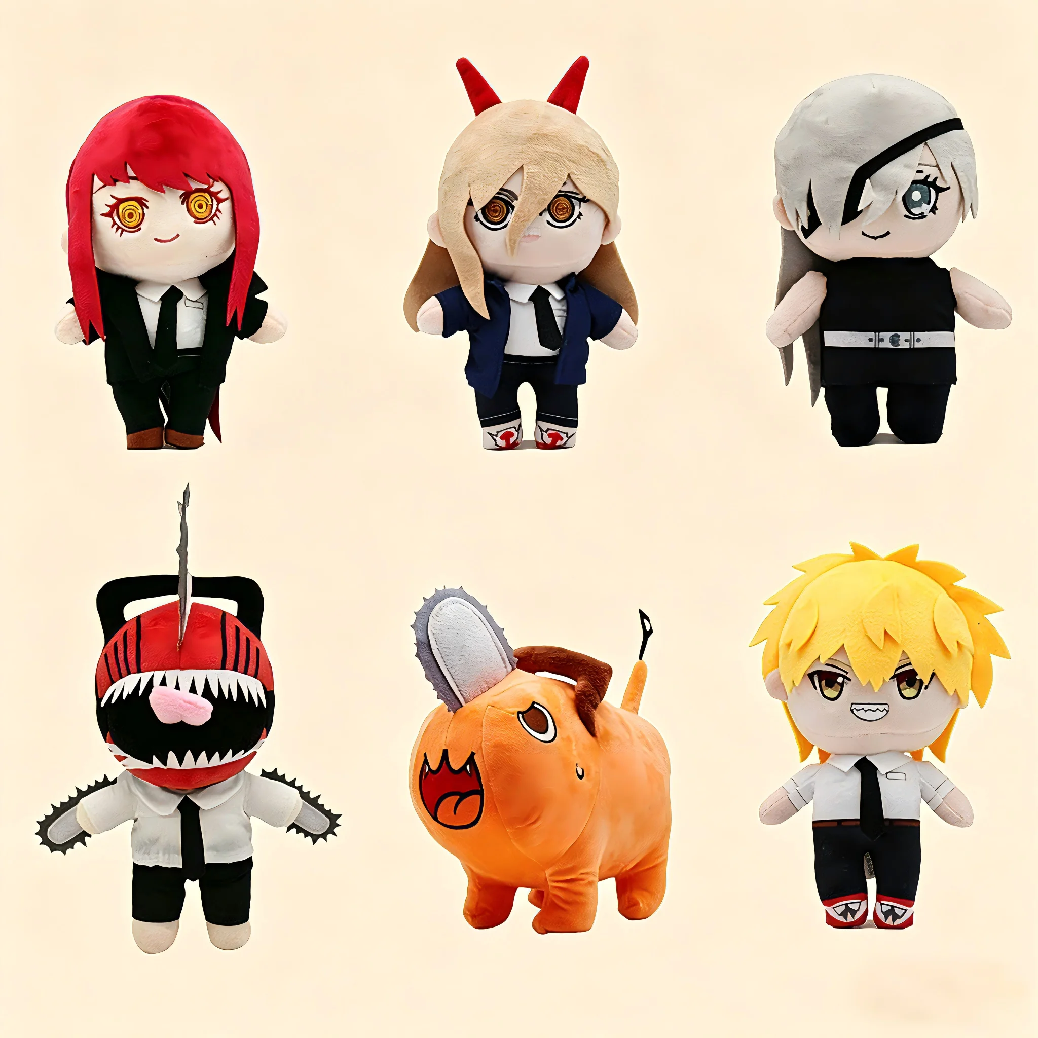 Chainsaw Man Plush Toy Set Makima Power Denji Pochita Stuffed Doll Anime Figure Soft Plushies Collectible Fans Birthday Present