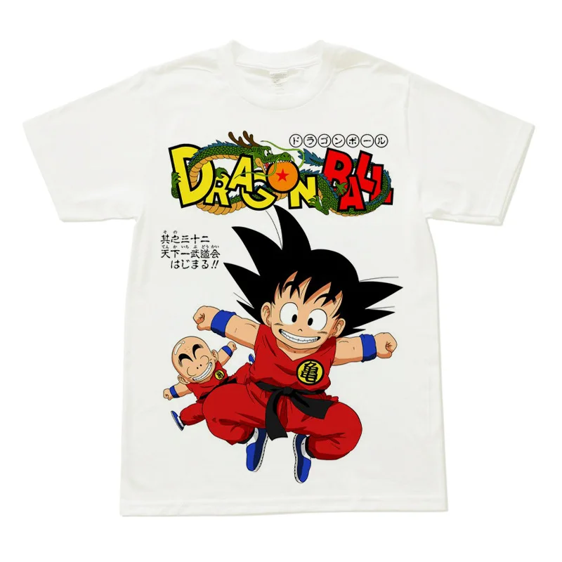 La camiseta de verano de Dragon Ball presenta como elemento de diseño al personaje "Goku" y es adecuada para el estilo informal de los niños.