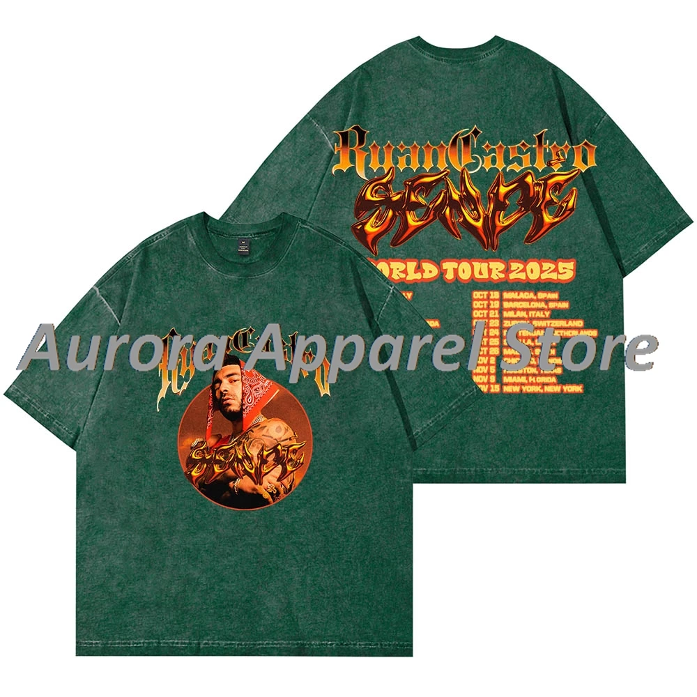 تي شيرت Ryan Castro Sende World Tour 2025 Merch Wash تي شيرت كوسبلاي للنساء والرجال من القطن بأكمام قصيرة