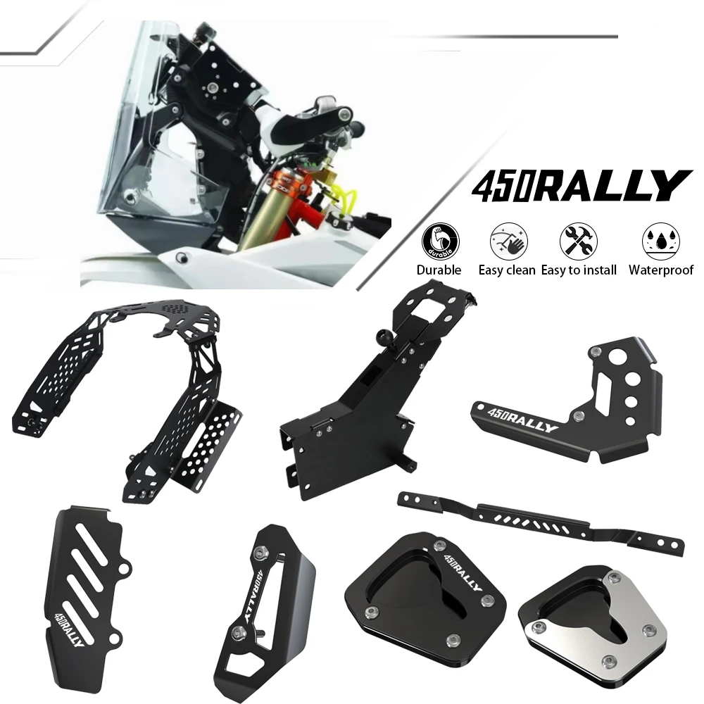 

450 Rally Side Stand Enlarge Spotlight Bracket Front Caliper Guard ABS Sensor Cover For KOVE 450Rally Luggage Holder Bracket