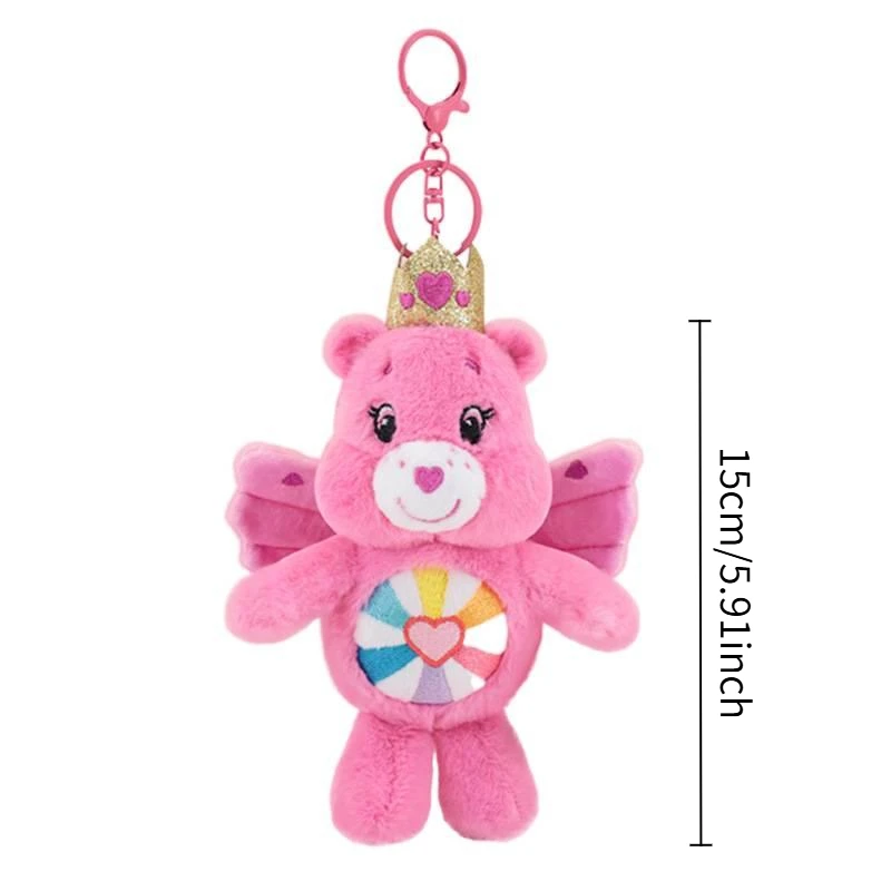 Porte-clés en peluche ours de soin 15cm, joli sac à dos, poupées en peluche, jouet, décor de sac d'école, mignon, cadeaux d'anniversaire