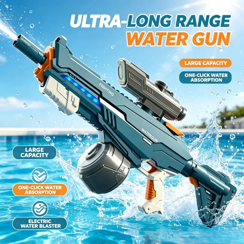 Children's hand-in-one ultra-long-range large-capacity boy's electric fire gun with one click to absorb water