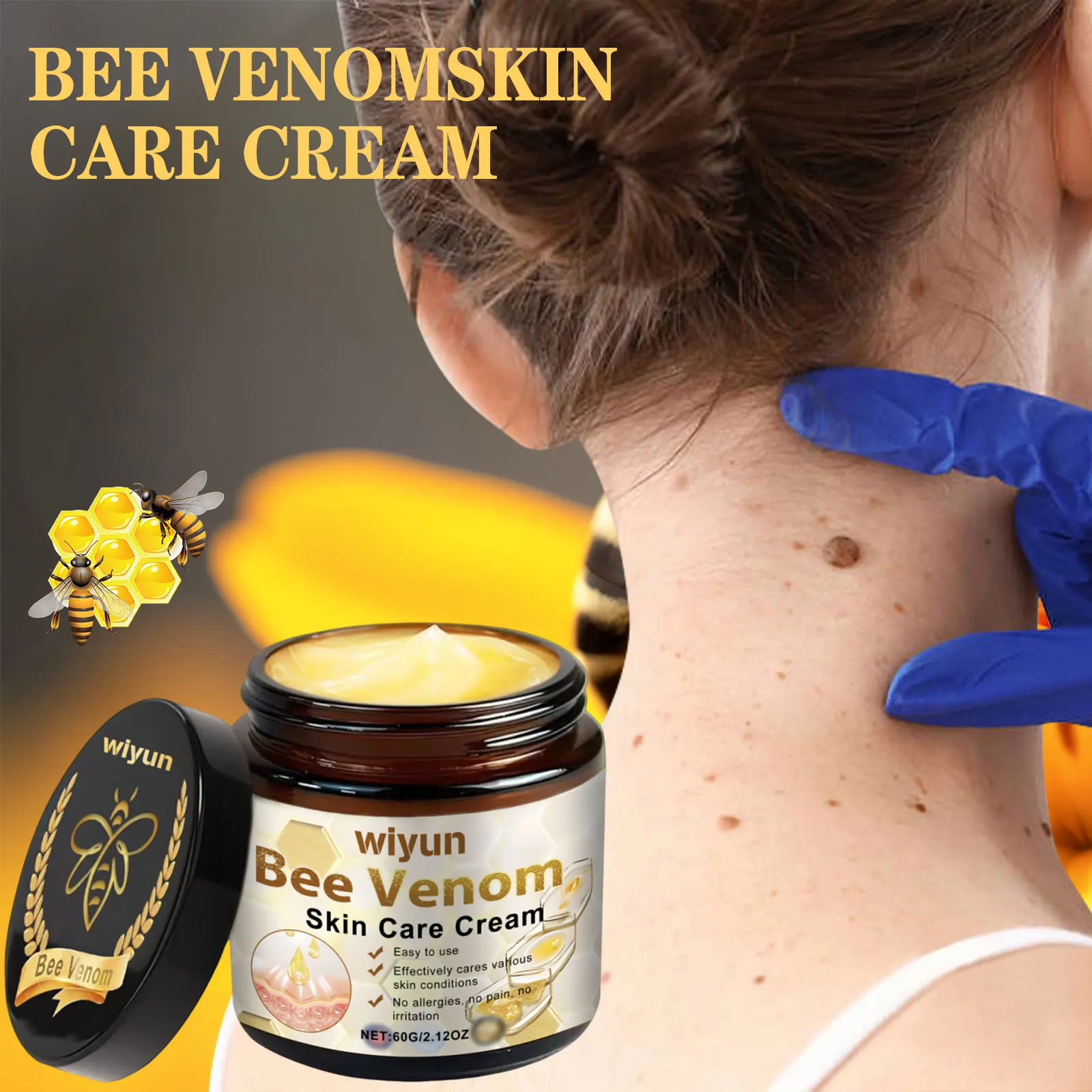 60g Bee Venom Skin Care Cream Herbal Gentle Spot Lightening Non-irritating Easy to absorb Firming Brightening Rejuvenating Nouri