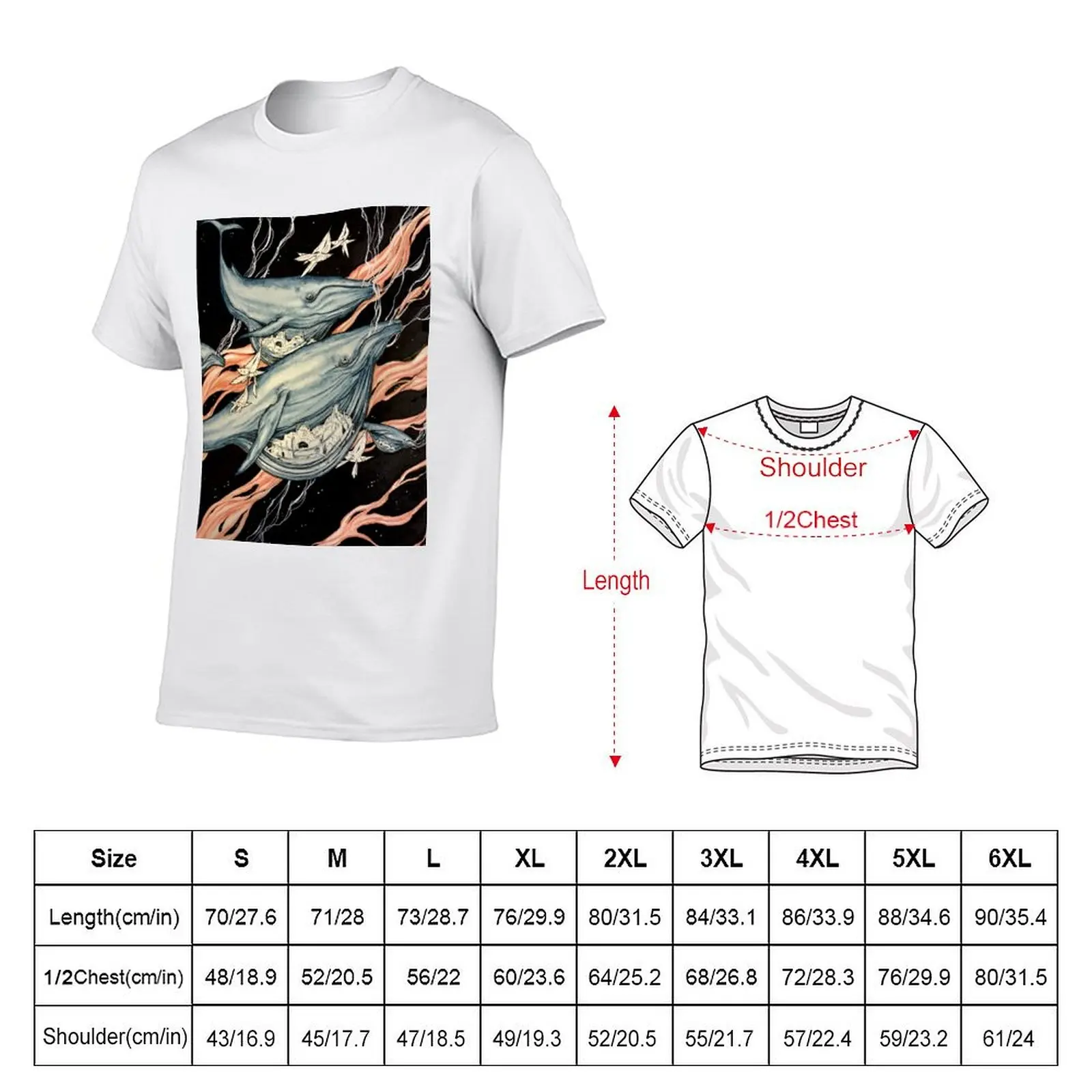 تي شيرت حيتان الفضاء تي شيرت مضحك تي شيرت رجل رجل تي شيرت قطن