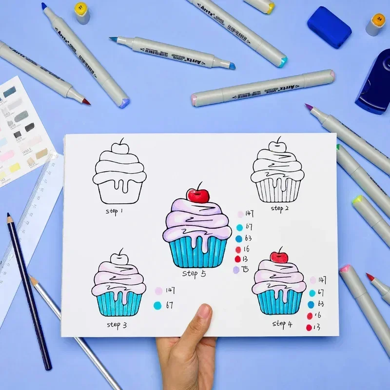 Arrtx Oros 80/90 لون فرشاة تلميح علامات الكحول نصائح مزدوجة قلم رسم لتصميم المانجا التوضيح للصور