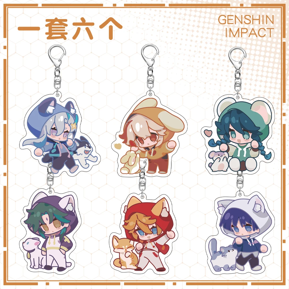 

Anime Genshin Impact Tartaglia Venti Xiao Wanderer Neuvillette Kaedehara Kazuha Cosplay Ear series pendant Acrylic Keychain Cute