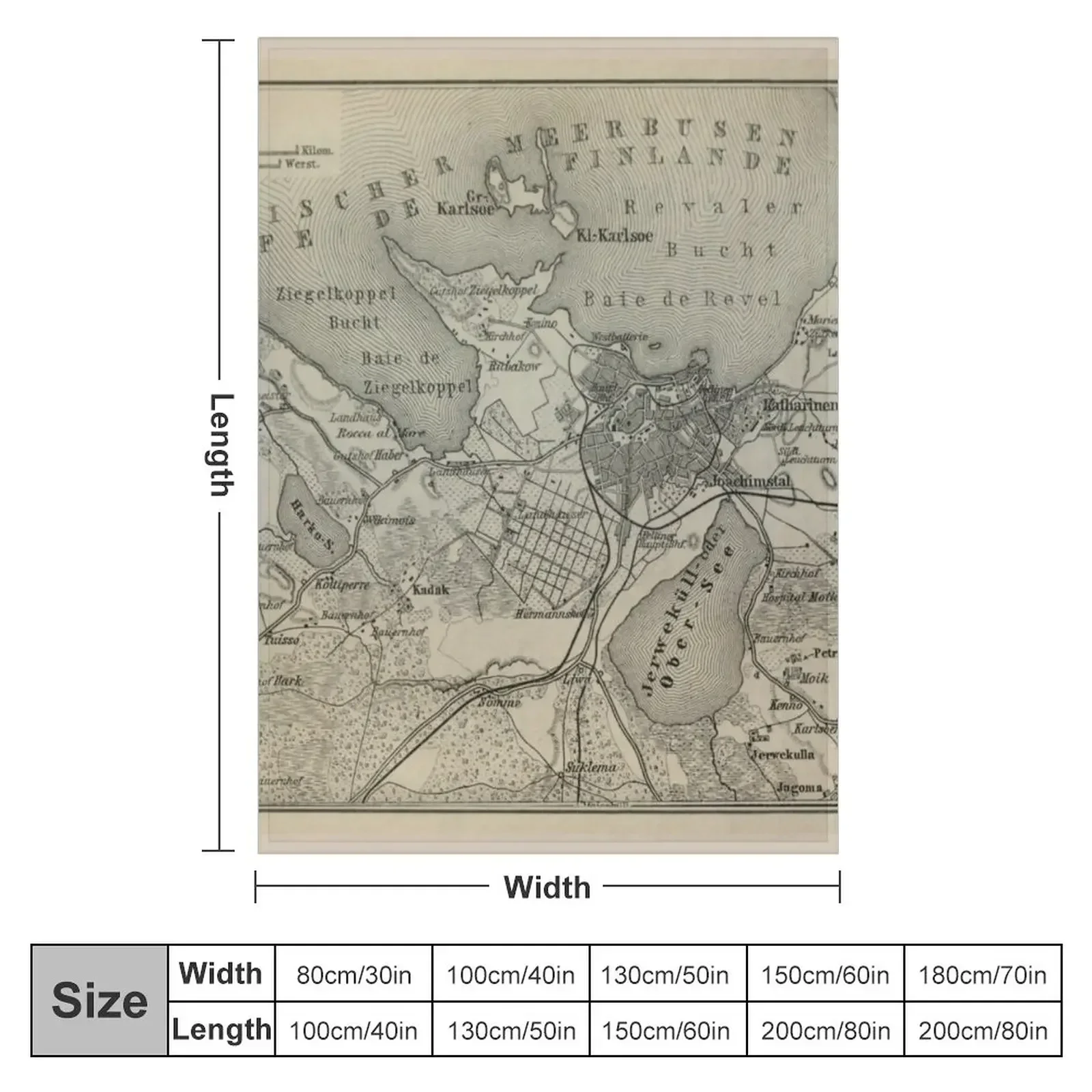 Vintage Tallinn Estonia Map (1914) V.2 Throw Blanket Stuffeds Furrys Weighted Decorative Sofa for babies Luxury St Blankets