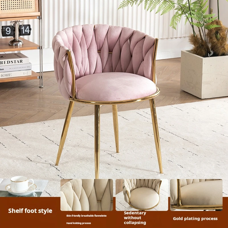 Living room velvet armchair with fashionable design, coffee chair, bedroom makeup chair, backrest lift, sliding nail decoration