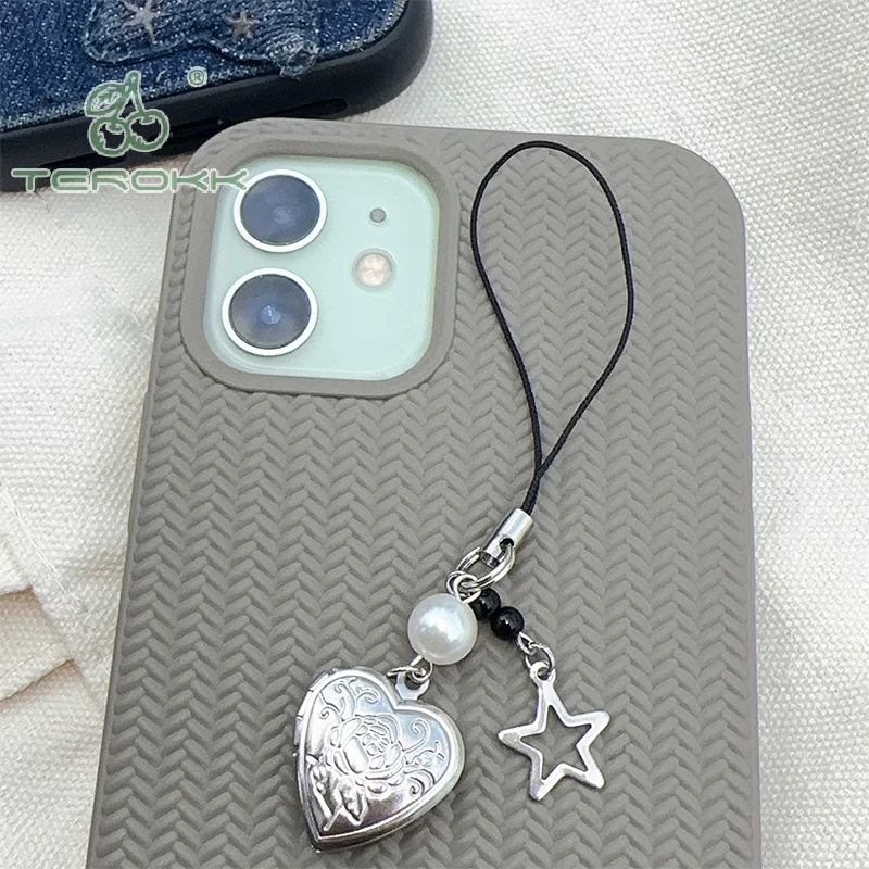 Y2k Heart Locket Stargirl Keychain Handmade Coquette Fairy Core Heart Photo Frame Shaped Small Box Keychains Gift