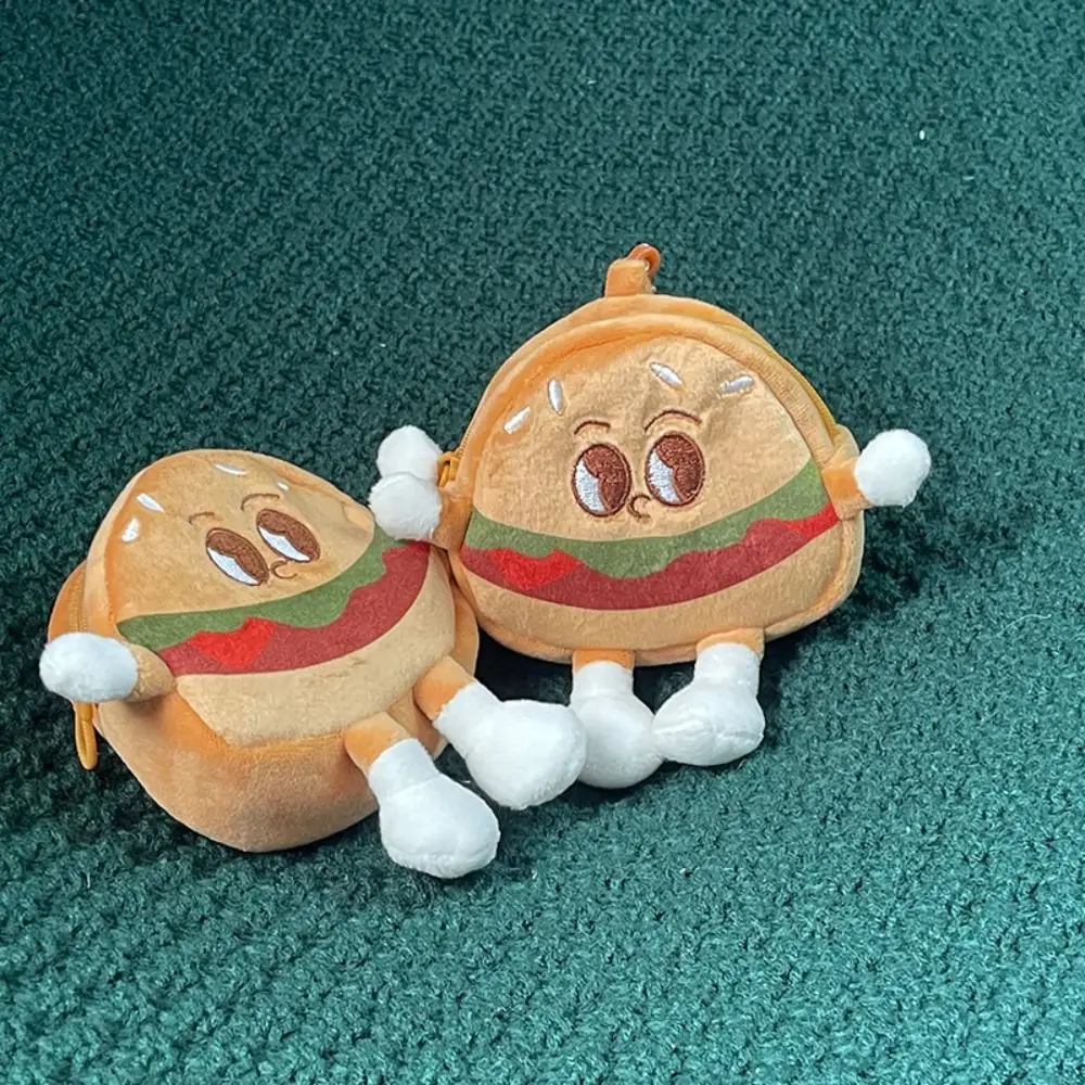 Cartoon Schattige Pluche Speelgoed Voor Kinderen Kinderen Creatieve Hamburger Portemonnee Kawaii Rits Portemonnee