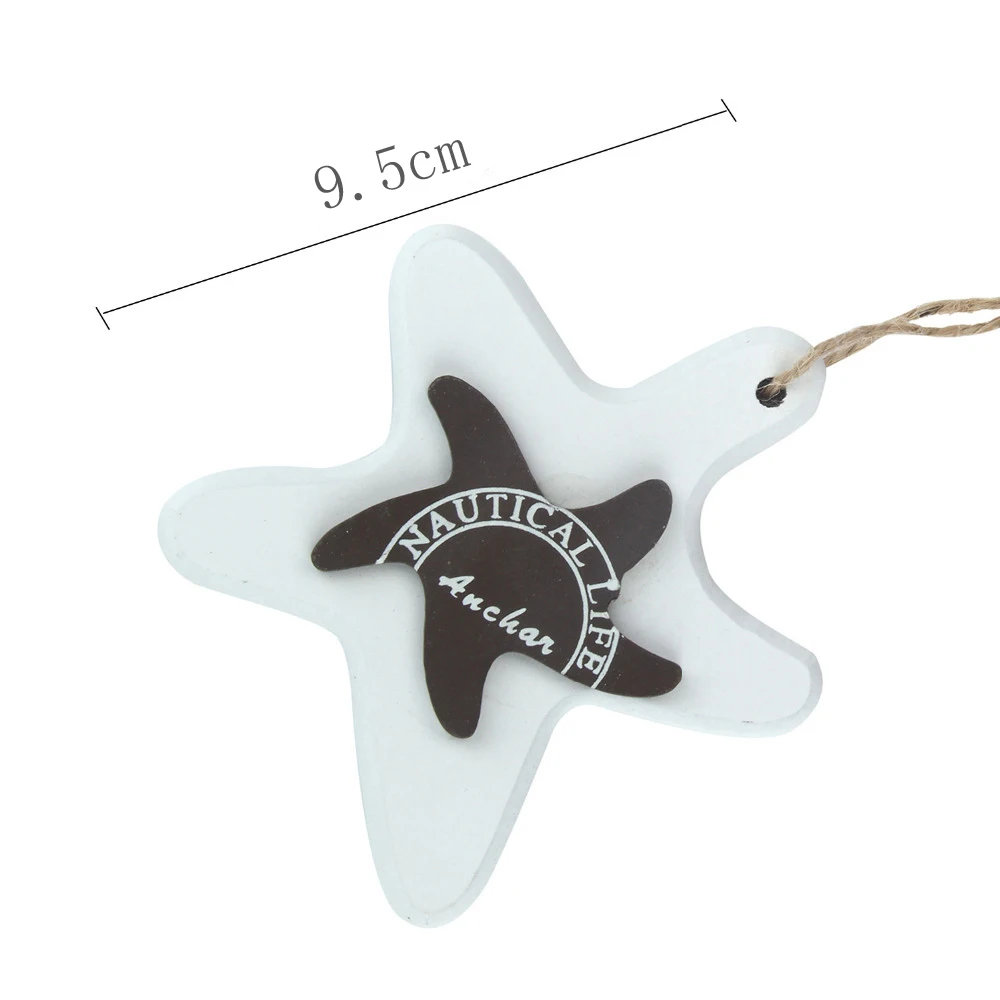 Decor Curtain Pendant Small Adorn Marine Pendant Wooden Starfish Fish Skewer Fish Nautical Decor Crafts Pendant Starfish String