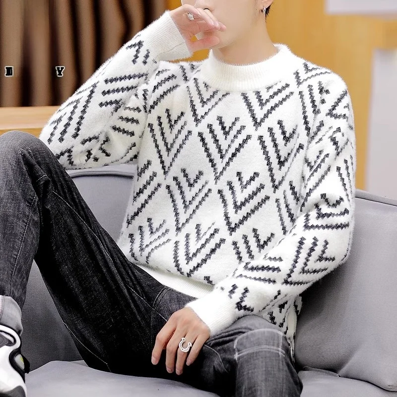 

Men's Knitted Sweater f High Collar Long Sve round Ne Winter New Sle Base Layer irt Casual Loose Fit Faion