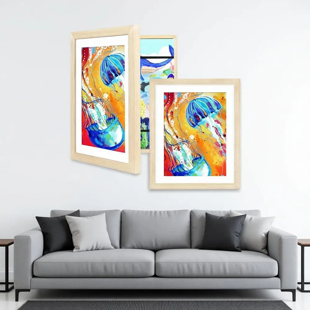 

Kids Art Set, Solid Wood, Changeable with Front Opening, Holds 150 Pictures, Art Frames or Kids Art with Mat, Without Mat 10x12.