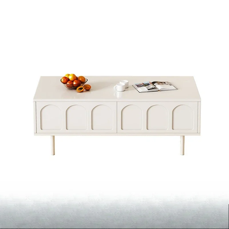 Coffee table TV cabinet combination, new set can store audio-visual cabinet, low cabinet living room fashionable milk tea style