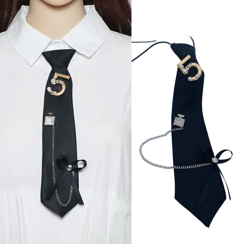 

Gothic Black Necktie Hip Hop Punk Neck Tie for Women men female male