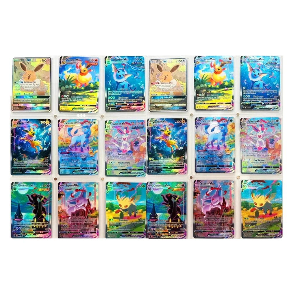 PTCG Pokémon بطاقة إنجليزية ، Eeveelution ، Sylveon ، Espeon ، Umbreon ، انكسار ، فلاش ملون ، شاش ، لعبة أنيمي ، بطاقات تجميع ، 9 * *