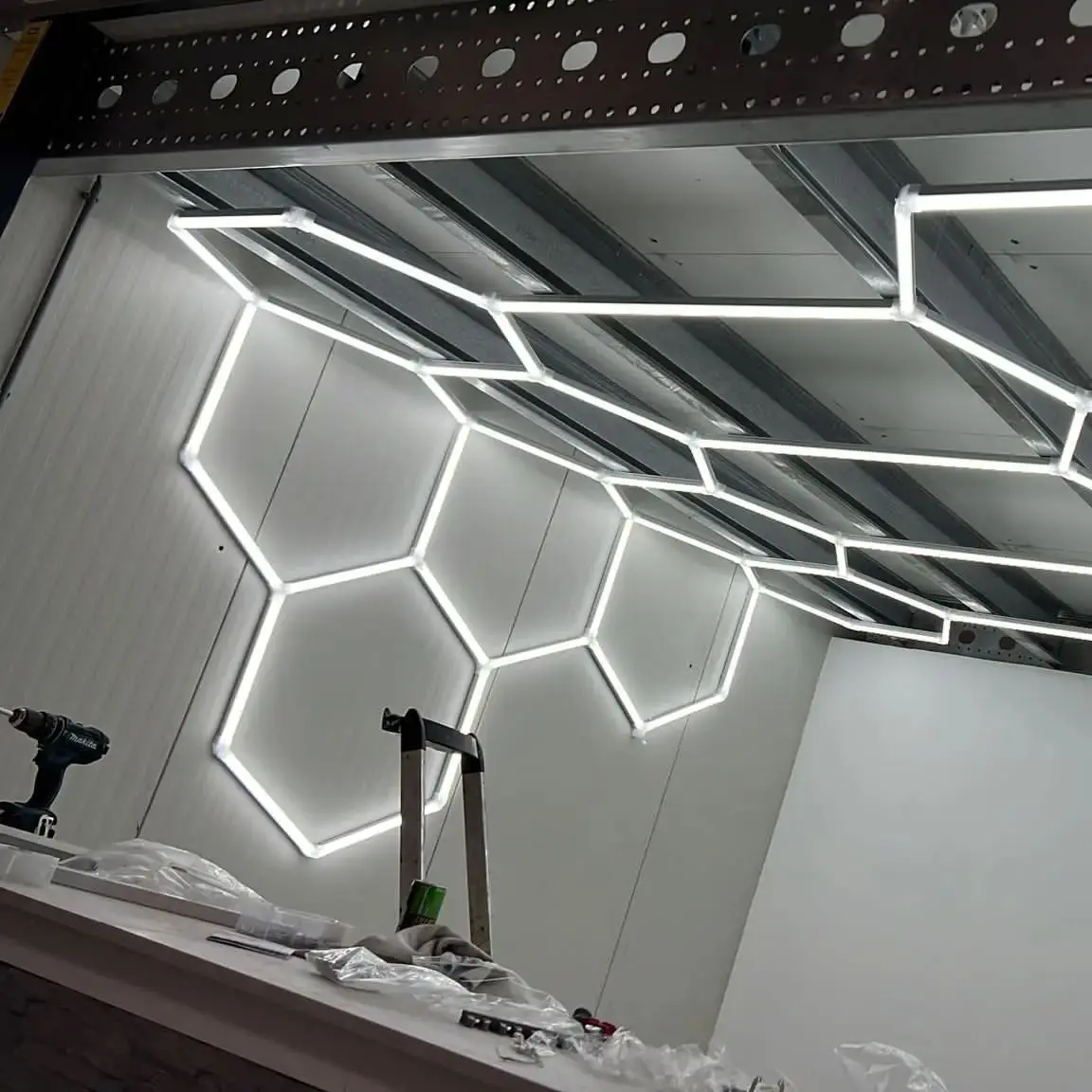 Imagem -05 - Hexagon Led Painel Light Lâmpada de Parede Auto Wash Shop Fácil de Instalar Hexagon Size Pequeno