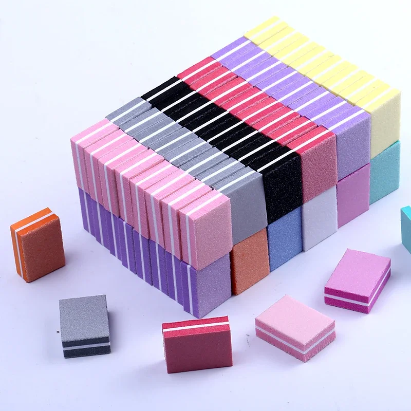 

10/25/50pcs lot Double-sided Mini Nail File Blocks Colorful Sponge Nail Polish Sanding Buffer Strips Polishing Manicure Tools