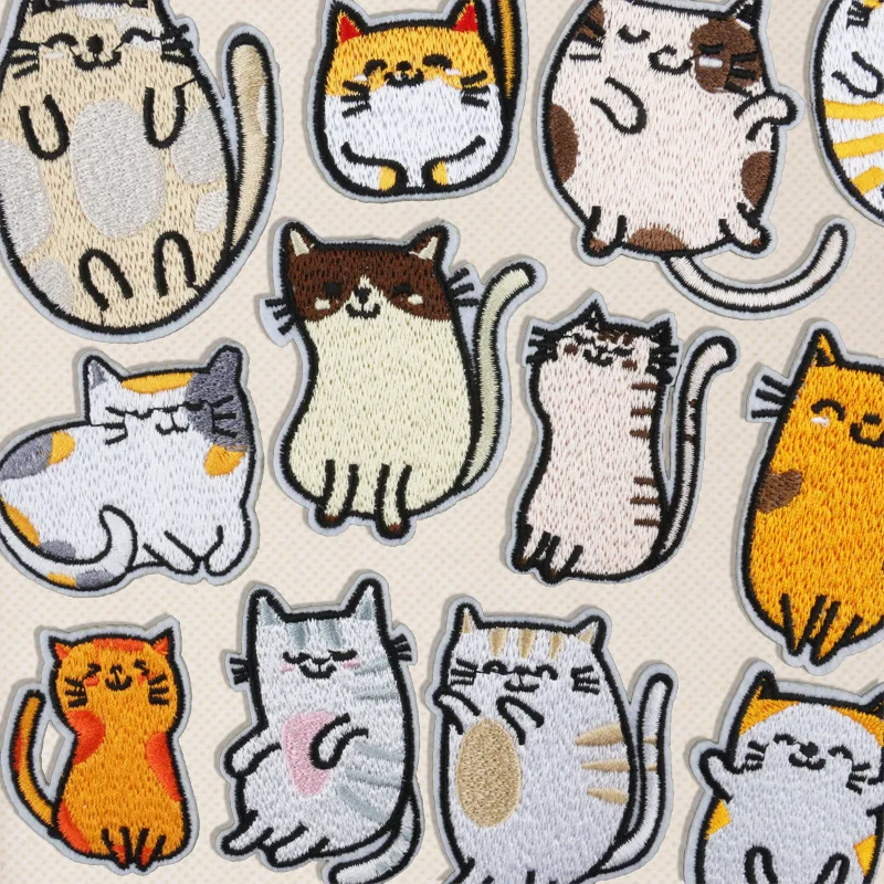 New Cute Fashionable Cat Embroidery Patches Cartoon Interesting Ironing Embroidery Kid Clothing Bag Hat  Thermoadhesive Badge