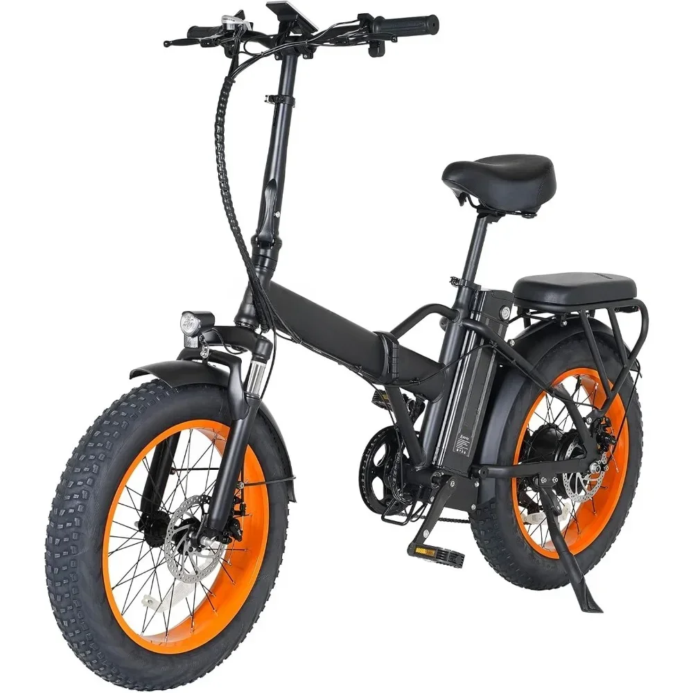 

Fat Tire Folding Electric Bike,Lithium Removable Battery, Peak 1100W Brushless Motor, M5 Large LCD Display,Suspension, Step-Over