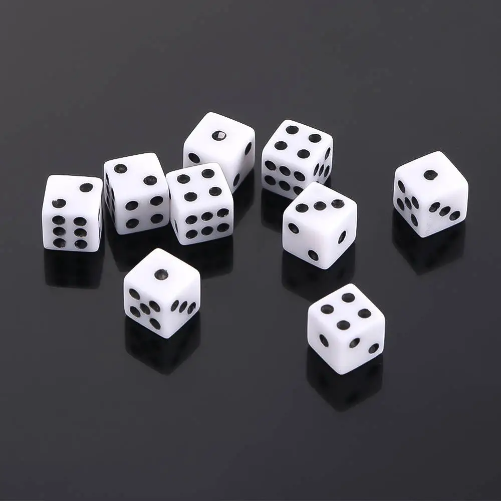 Durable 100 Pcs/lot Green Family Party Desktop Game KTV Board Games Yellow White Square Point Dice Dice 6 Sided Dice Game Toys