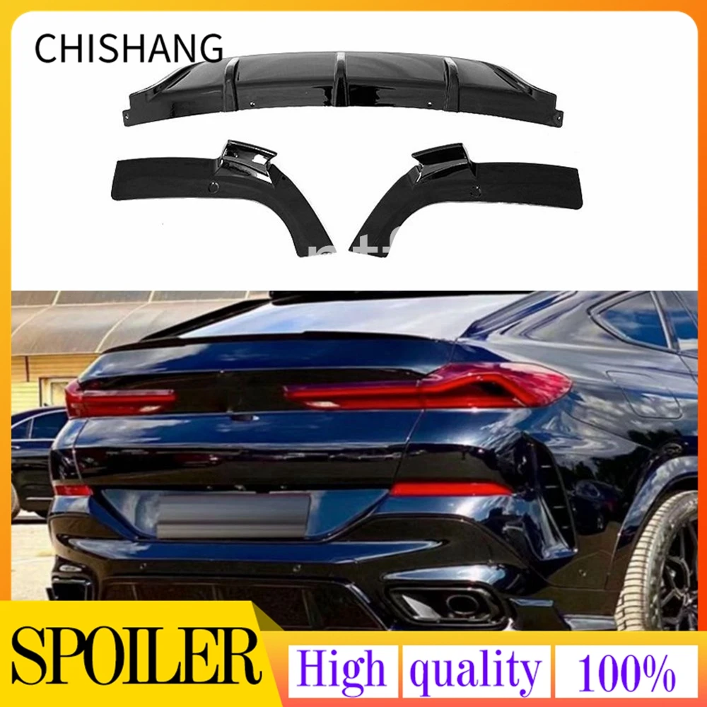 

For BMW X6 G06 2019-2021 Rear Bumper Diffuser Lip Carbon Fiber Look Replacement Lower Boot Exhaust Guard Splitter Spoiler Plate