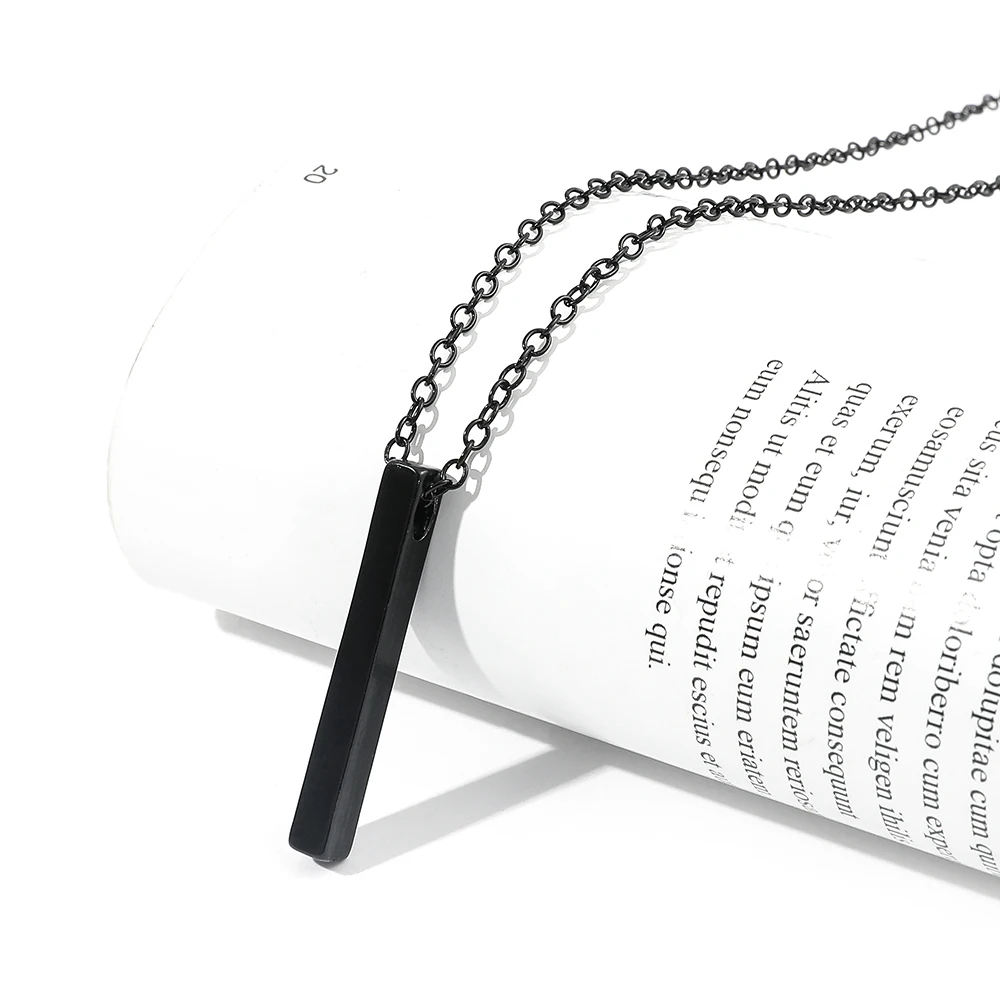 High-Quality Glossy Cubic Column Pendant Necklace Men Women Simple Fashion Hip Hop Dimensional Long Jewelry party Gift