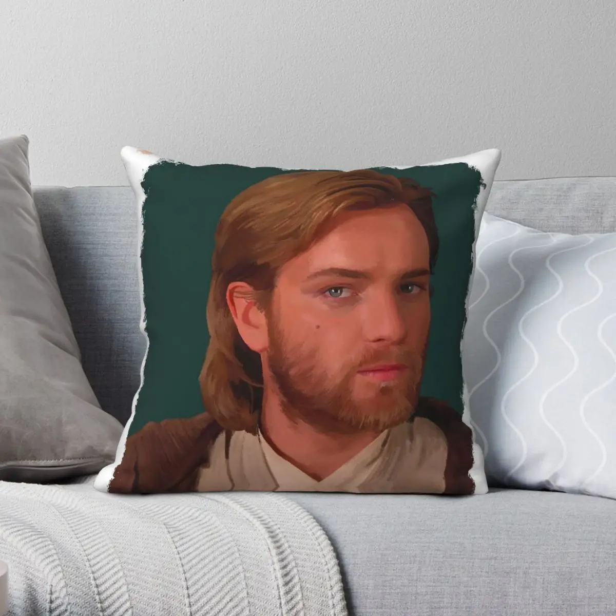 Ewan McGregor Mullet Fronha quadrada de poliéster linho veludo padrão com zíper decoração capa de almofada de cama
