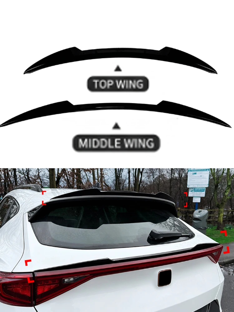 Für Cupra Formentor MK1 2 Auto-Kofferraum-Dachspoiler Heckflügel Mittlerer Flügel Spoiler Karosserie-Kit Modifikation Hochglanz Schwarz