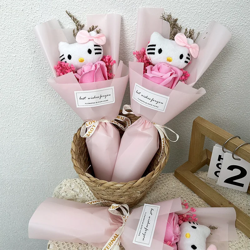 

Sanrio Hello Kitty Doll Bouquet Kawaii Anime KT Plush Flower Bouquet Wedding Mother's Valentine Day Bouquet Giftbirthday