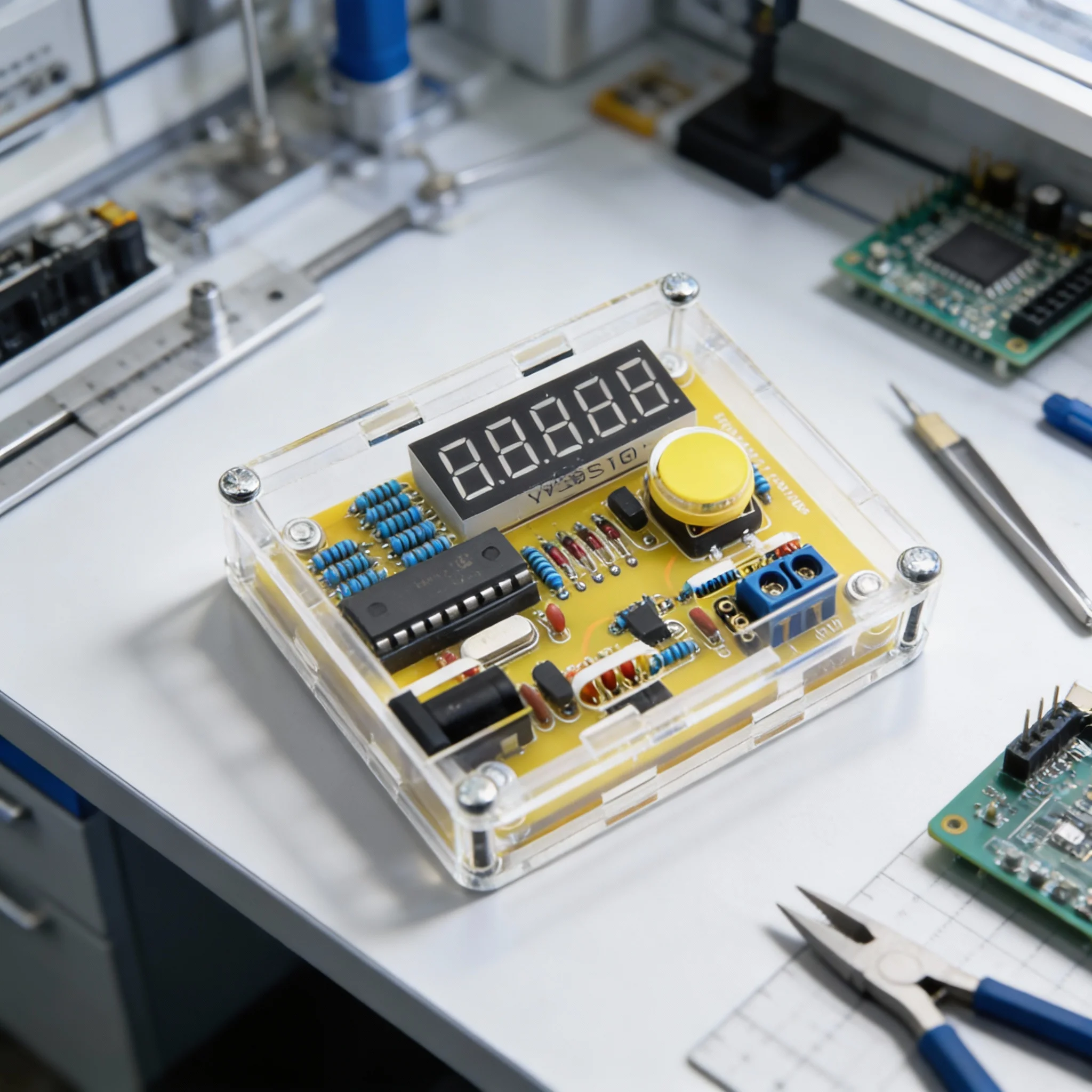 

1Hz-50MHz Frequency Counter DIY Kit Tester Digital Counter Meter Oscillator Tester With Transparent Case