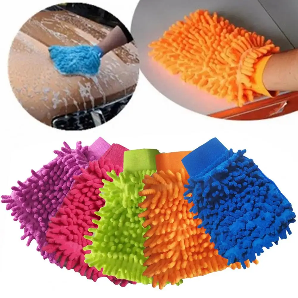 Car Wash Mitt Microfiber Chenille Fiber Wash Gloves Car Wash Mitt High-density Dirt Removal Highly Absorbent Cleaning Wipes