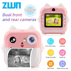 Digital Camera Toys Kids Instant Print Thermal Print Camera Instant Print Photo Video with 32G Memory Card Kids 1080P HD