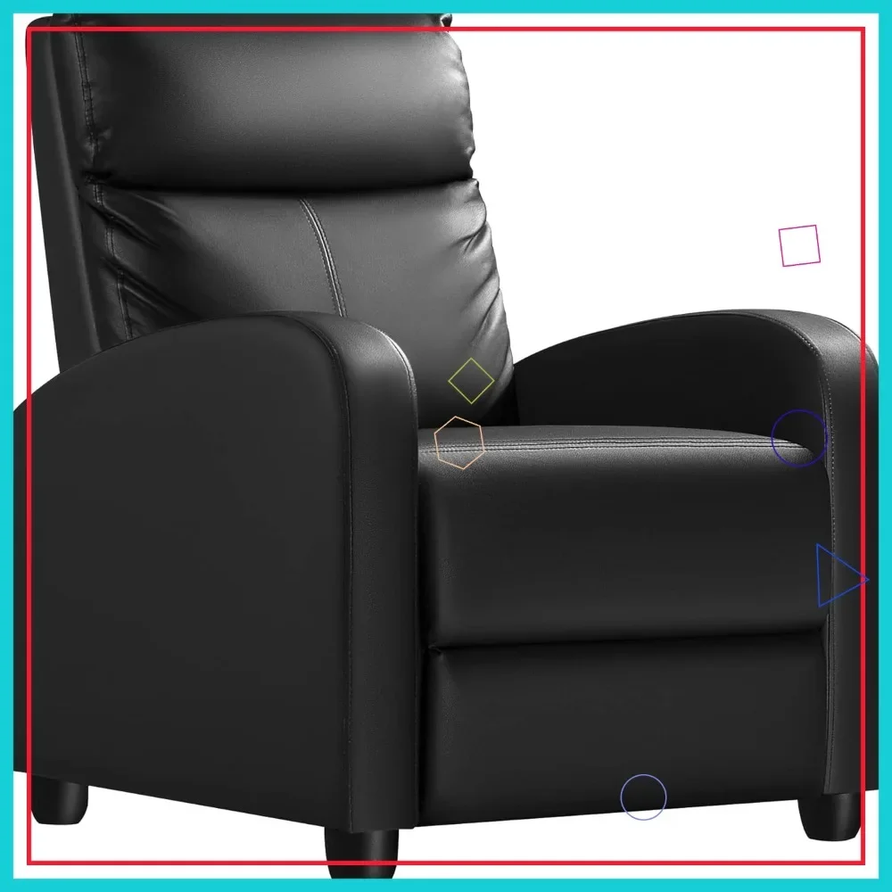 

Modern Recliner Chair PU Leather Adjustable 90-180° Living Room Sofa Gaming Home Theater Seating with Footrest Black