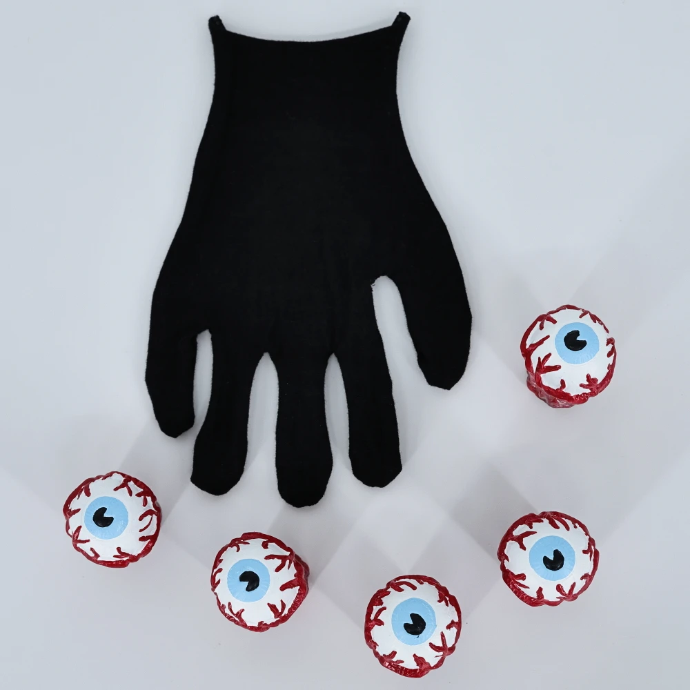 Cosplay Beetleejuices Betelgeuse Eyeball Fingers Gloves for Halloween Masquerade Horror Scray Funny Props