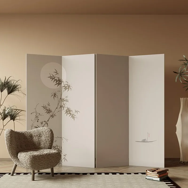 #Bamboo screen partition, facing the door, blocking the mobile foldable living room, tea room, company office, opaque to light