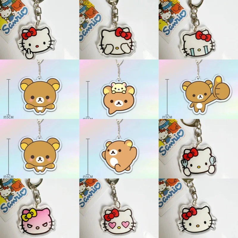 

Hello Kitty Cartoon Kawaii Keychain Anime Figurine Cute Toy Car Key Backpack Decoration Model Children's Birthday Gift