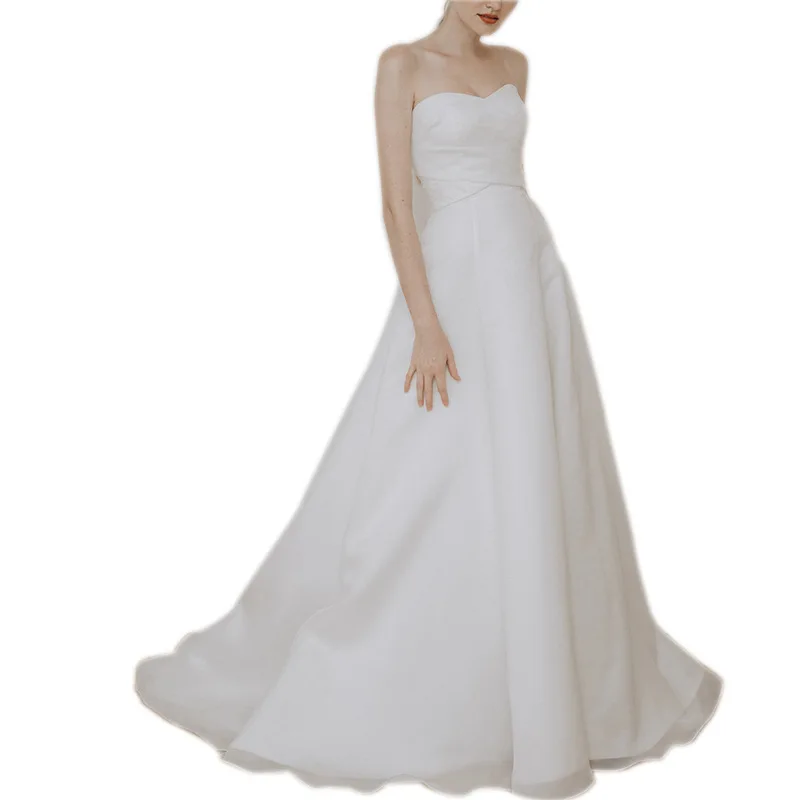 Light Strapless Elegant Bride Banquet Slim Fit Temperament Reception Gown2024New Style Waist-Cinching Toasting Dress