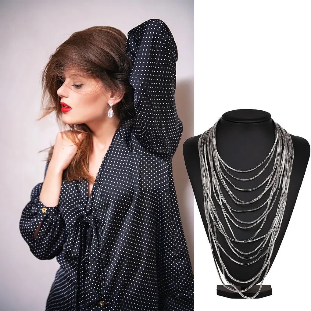 Metal Chain Choker Vintage Style Maxi Multilayer Necklaces Banquet Jewelry