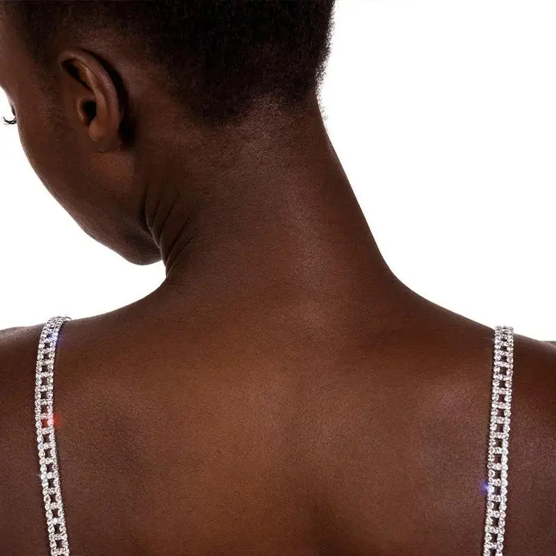 

1 Pair Double Row Rhinestone Bra Strap Decorative Shoulder Chain Party Dress Accessories Elegant Shiny Body Chain