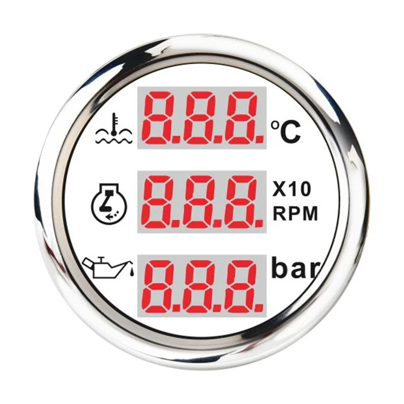 Universal 52mm 3 in 1 Multifunktions-Digital anzeige wasserdichtes Wassertemperatur-Öldruck-Drehzahl messer mit Alarm
