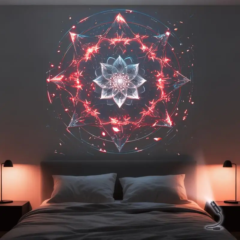 Dreamy Starry Sky Mandala Decorative LED Projection Lamp With 3/6 Pcs Projection Patterns Ceiling Decorative Night Light