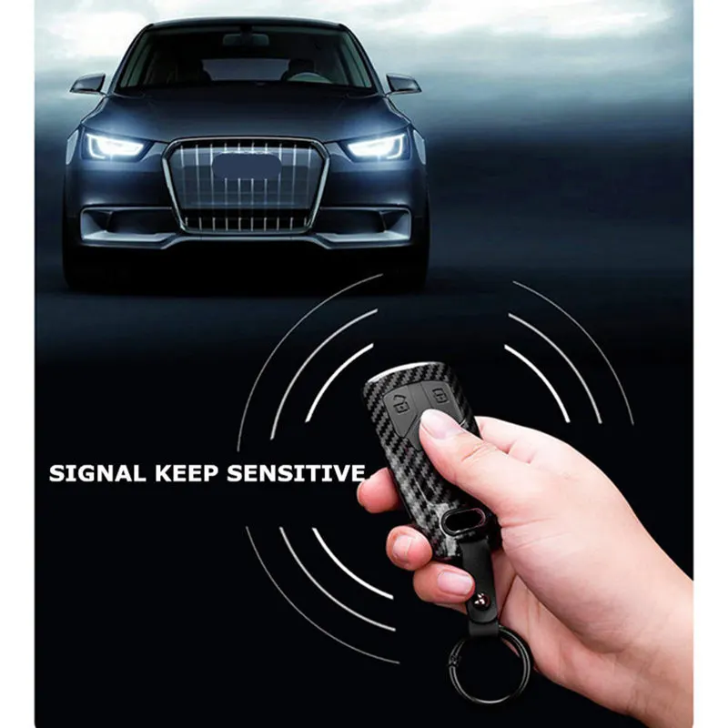 Car Key Case  Cover Shell Carbon Fiber For Audi A4 B9 A5 A6 S4 S5 S7 8W Q7 4M Q5 TT  Smart Remote Protector Auto Accessories