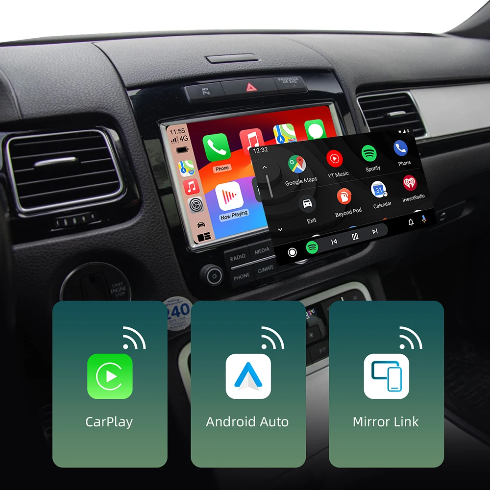 Módulo inalámbrico de modificación de coche Android Carplay para Volkswagen Touareg 2011-2017 compatible con funciones de coche Mirrorlink y OEM