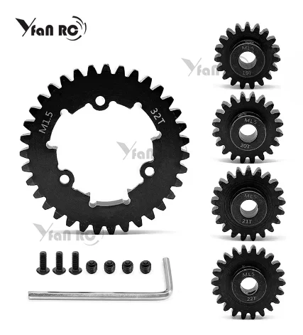 

Steel 1.5Mod 32T Spur Gear and 11T 13T 20T 30T Pinion Gear Set for 1/5 X-Maxx XMAXX 1/6 XRT Upgrade Parts