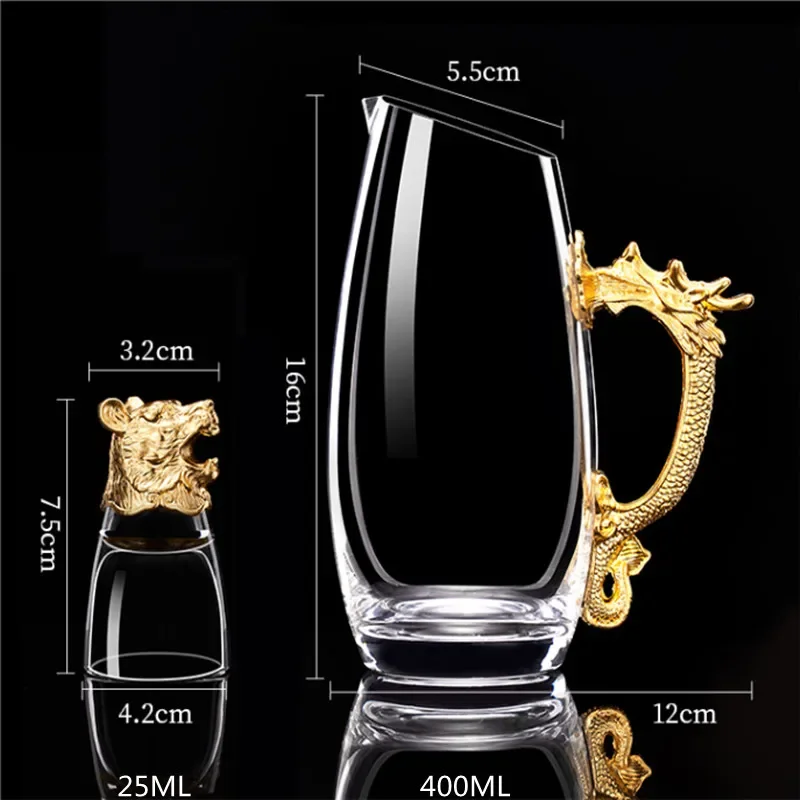 Zodiac Signs Wine Glass Set Household Wine Dispenser Flagon Shot Glass Bar Sets Chinese European Style Tableware Beautiful Gift