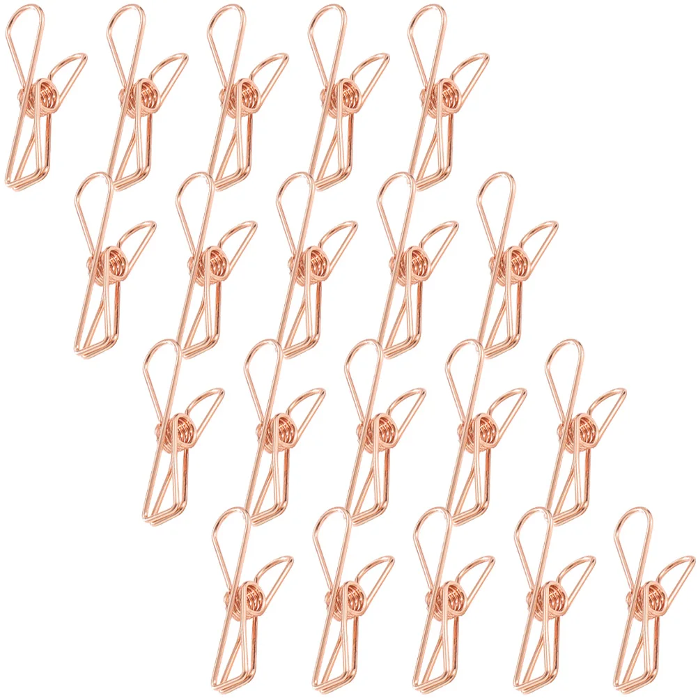 

30pcs Metal Clips for Tent Light String Rose Gold Steel Food Socks Bag Holder Reusable Snacks Kitchen Versatile Clamps
